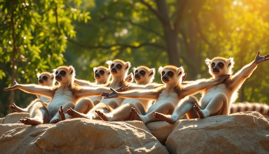 Why Lemurs Sunbathe with Arms Spread Wide?