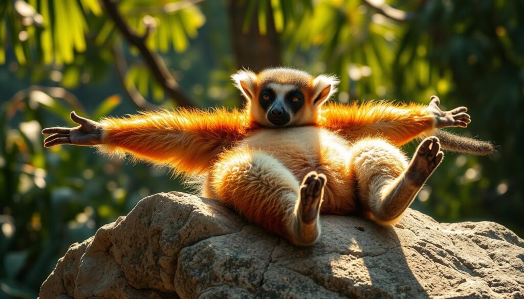 lemur sunbathing lemur sunbathing