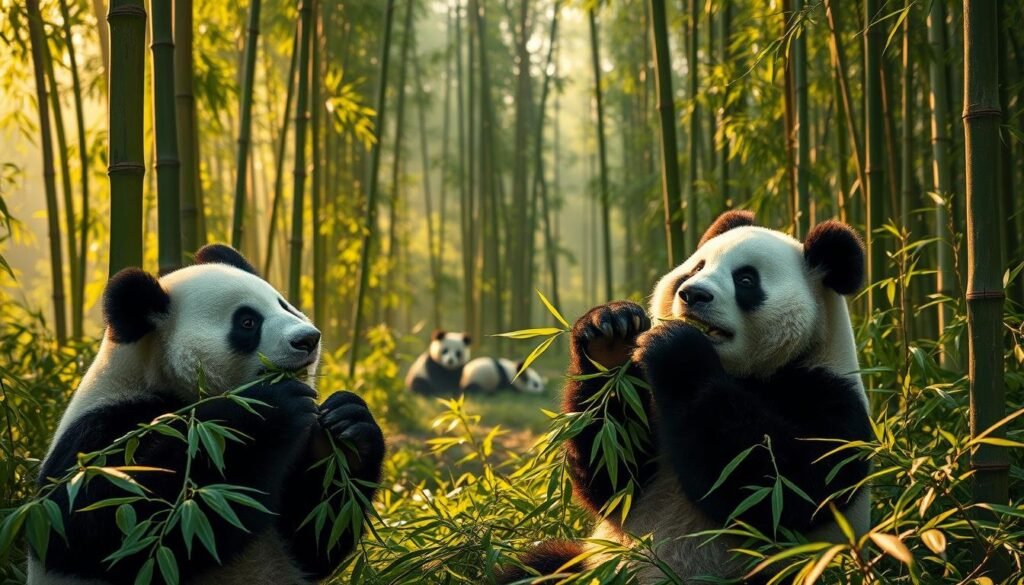 pandas eating bamboo pandas eating bamboo