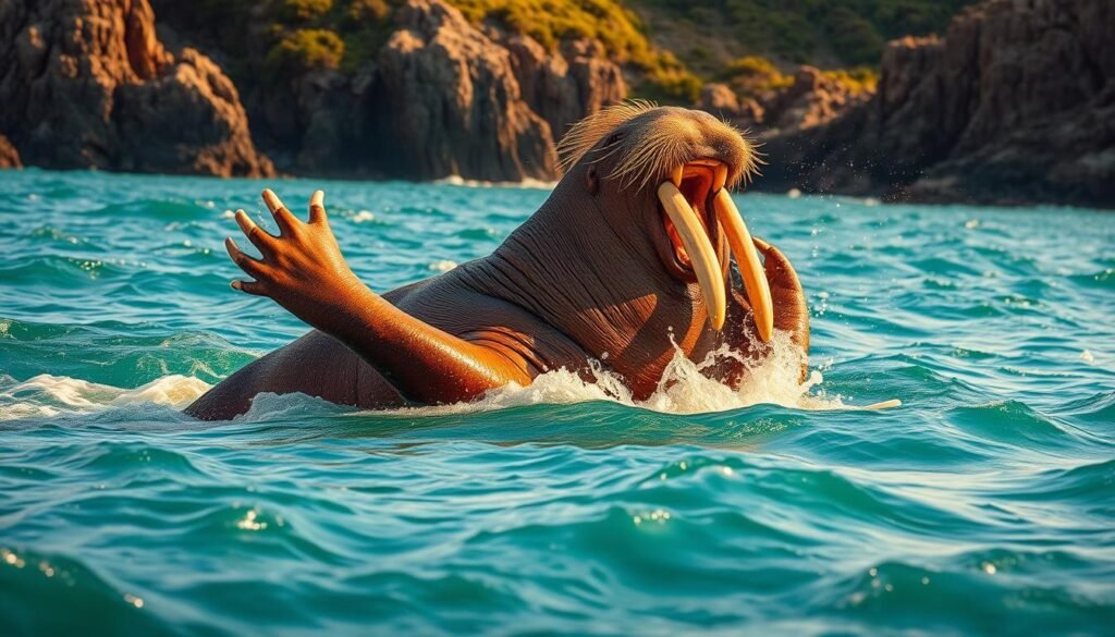 walrus flippers slapping water walrus flippers slapping water